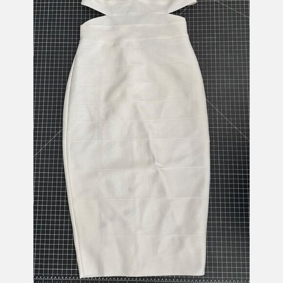 HERVE LEGER FOREVER 21 Bandage White Midi Dress with cutouts Sz Medium‎ NWOT - Picture 7 of 7